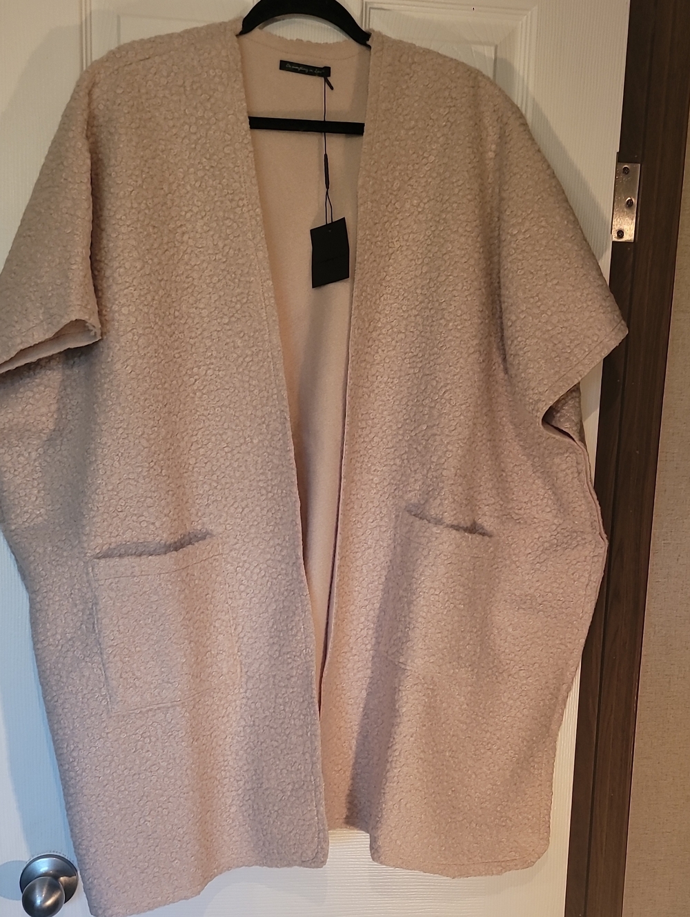 Open Front Pocket Kimono-Beige